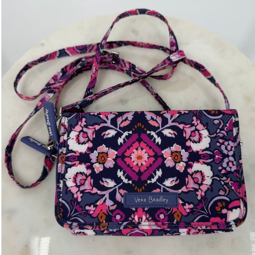 Vera Bradley Magenta Medallion RFID 3-in-1 Crossbody Wallet - Picture 1 of 6